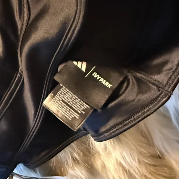 IVY PARK x ADIDAS layered satiny NWT black shiny bra/crop top 2X